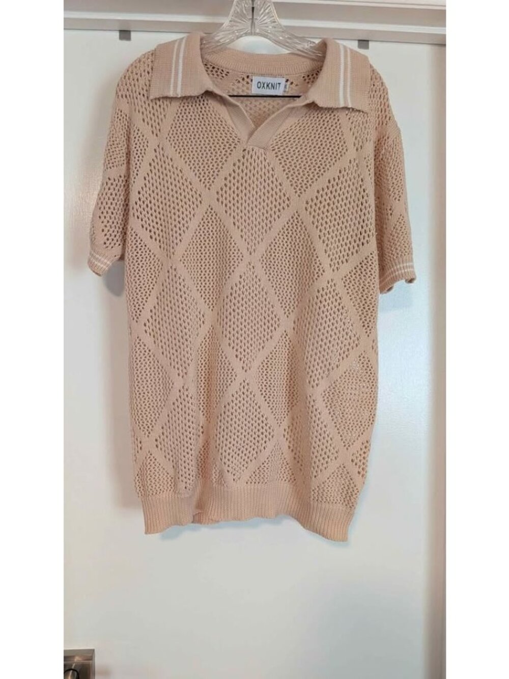 OXKNIT Men's Diamond Knit Polo Shirt Size XL